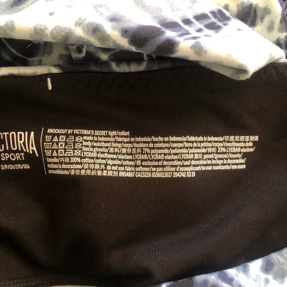 Victoria's Secret Sport Women’s Knockout Leggings  Black Blue White Tie-Dye SM - Picture 10 of 11